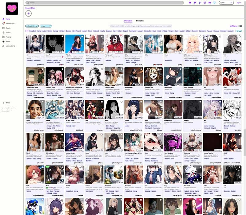 Crushon AI Homepage