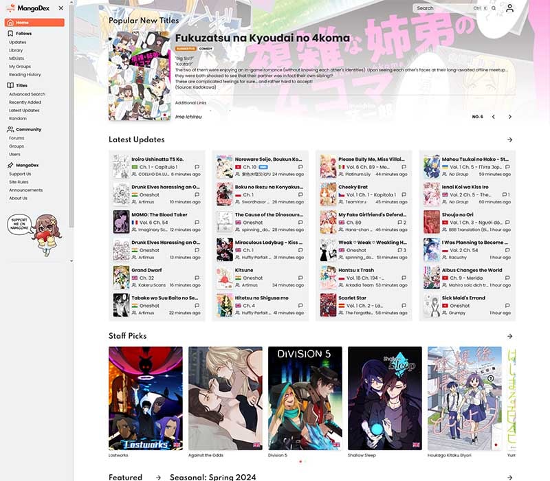 MangaDex Homepage